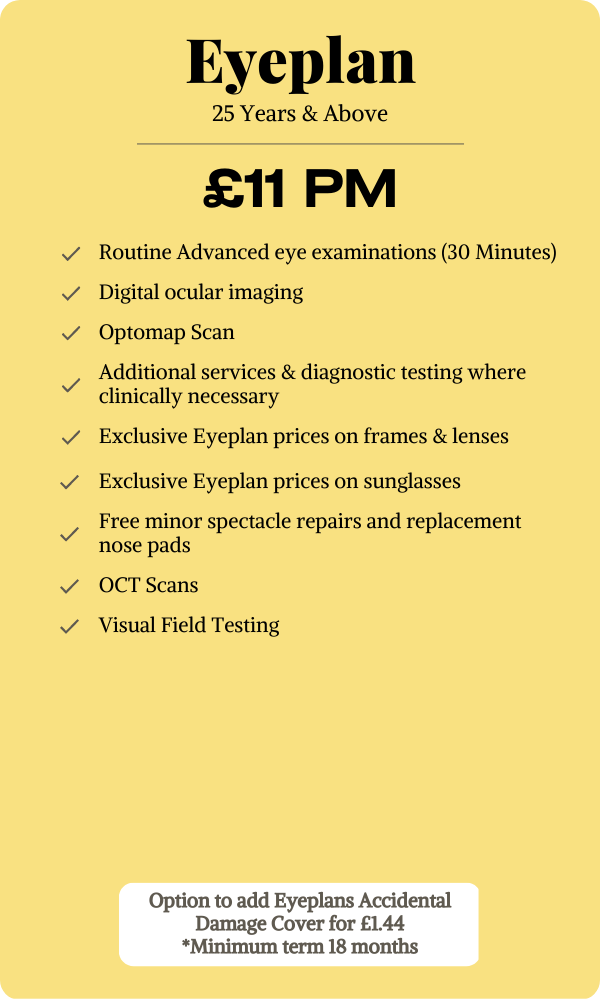 Eyeplan 25 and over Fees