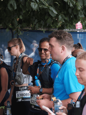 image showing several people jogging off of the start line for the 2025 half marathon in Tower Hill