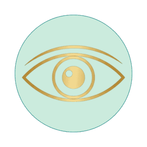 Gold eye icon symbolising holistic eye health at Eyediology London opticians