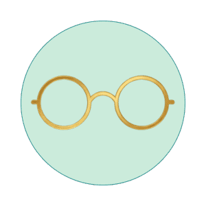 Gold glasses icon representing designer eyewear at Eyediology London opticians